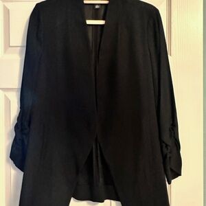 Black Halogen Blazer with Open Front and Relaxed Fit